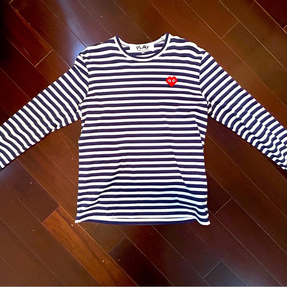 Come de Garçons Play striped long sleeve shirt, blue/white